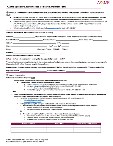Specialty/Rare: Medicare Enrollment Form
